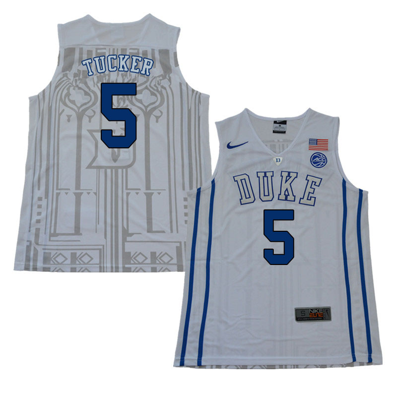 Duke Blue Devils #5 Jordan Tucker College Basketball Jerseys Sale-White